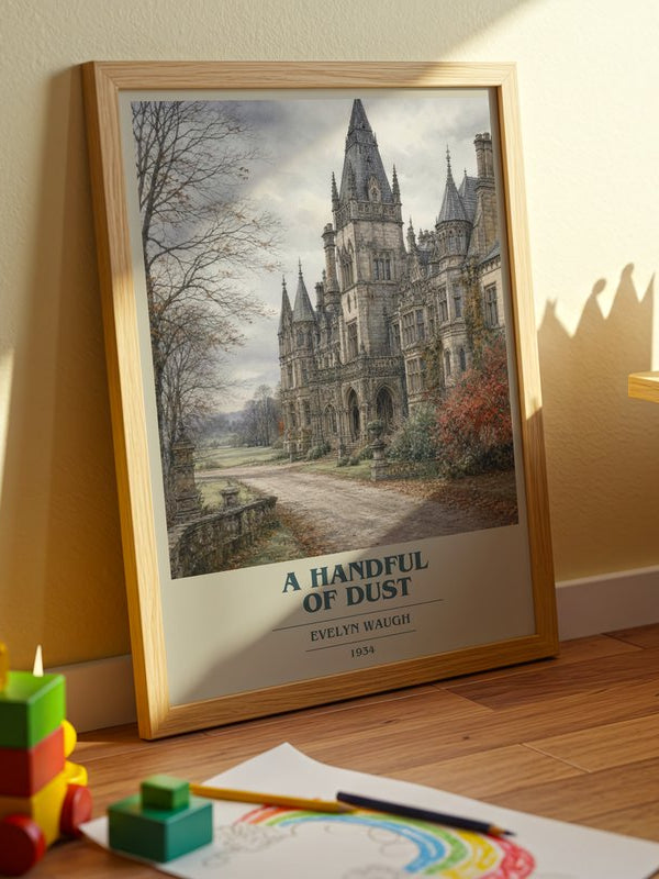 A Handful of Dust poster, framed in a room