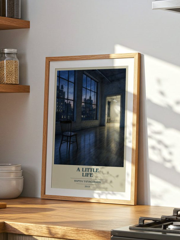 A Little Life poster, framed in a room