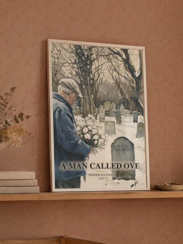 A Man Called Ove poster, framed in a room