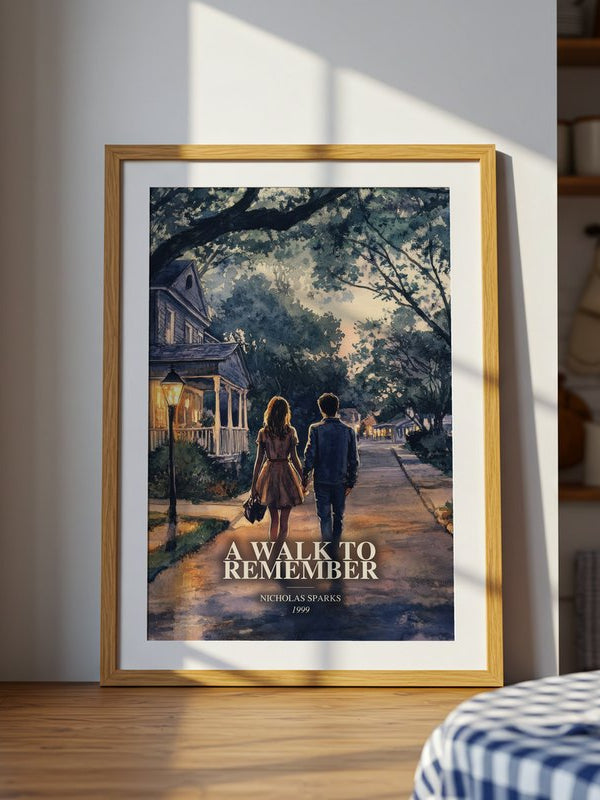 A Walk To Remember poster, framed in a room