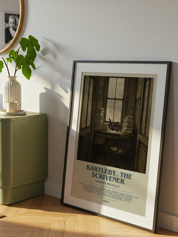 Bartleby, The Scrivener poster, framed in a room