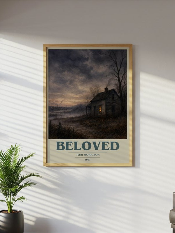 Beloved poster, framed in a room