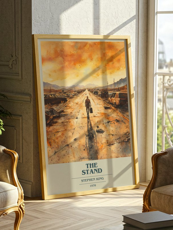 The Stand poster, framed in a room
