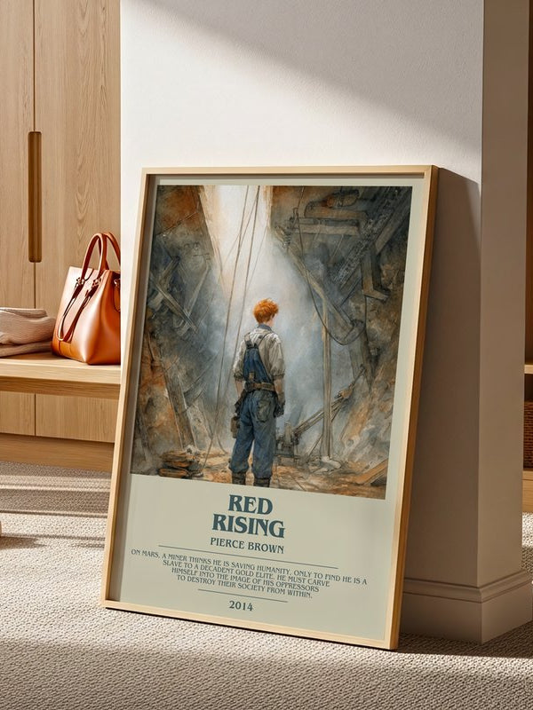 Red Rising poster, framed in a room