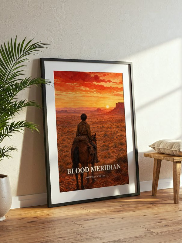 Blood Meridian poster, framed in a room