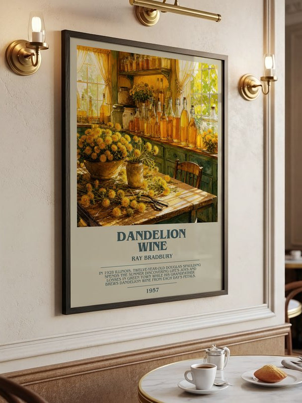 Dandelion Wine poster, framed in a room