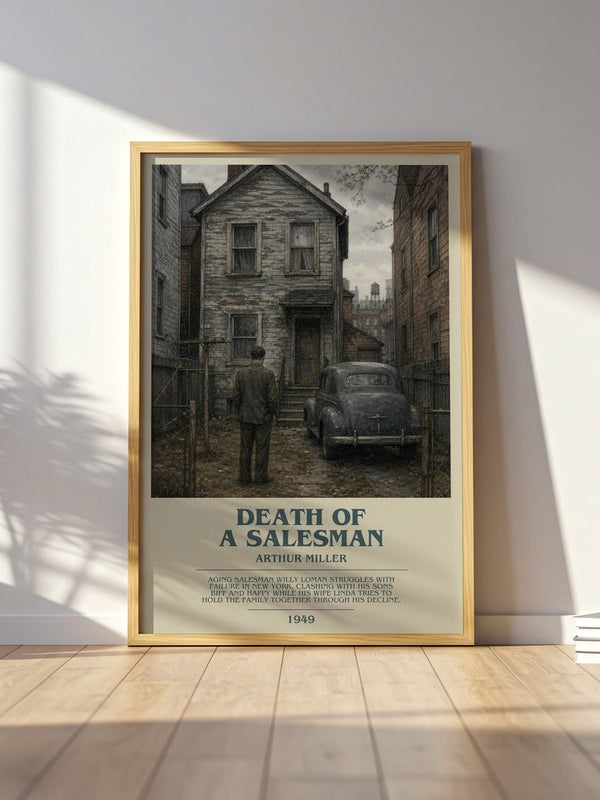 Death of a Salesman poster, framed in a room