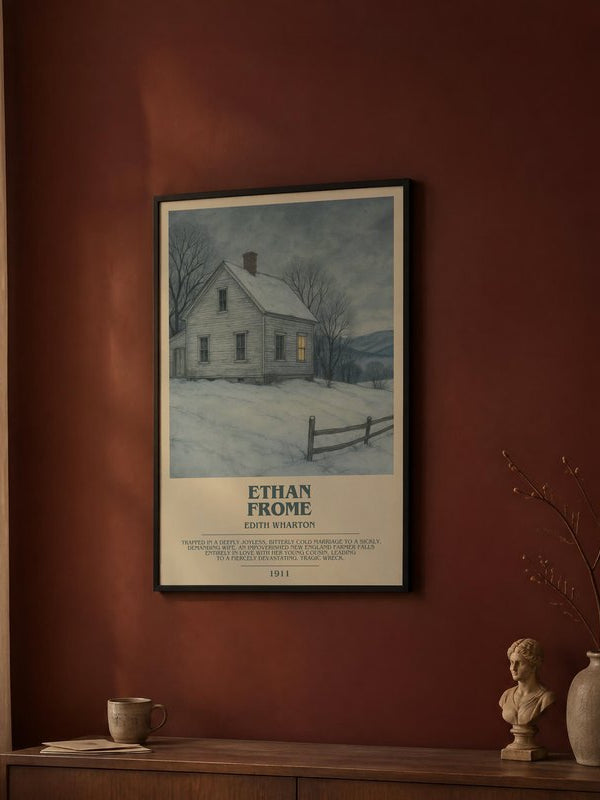 Ethan Frome poster, framed in a room