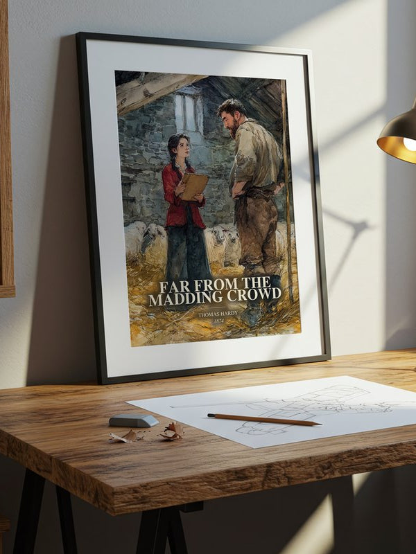 Far From The Madding Crowd poster, framed in a room