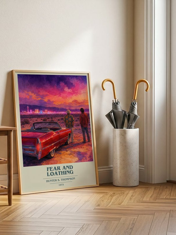 Fear and Loathing poster, framed in a room