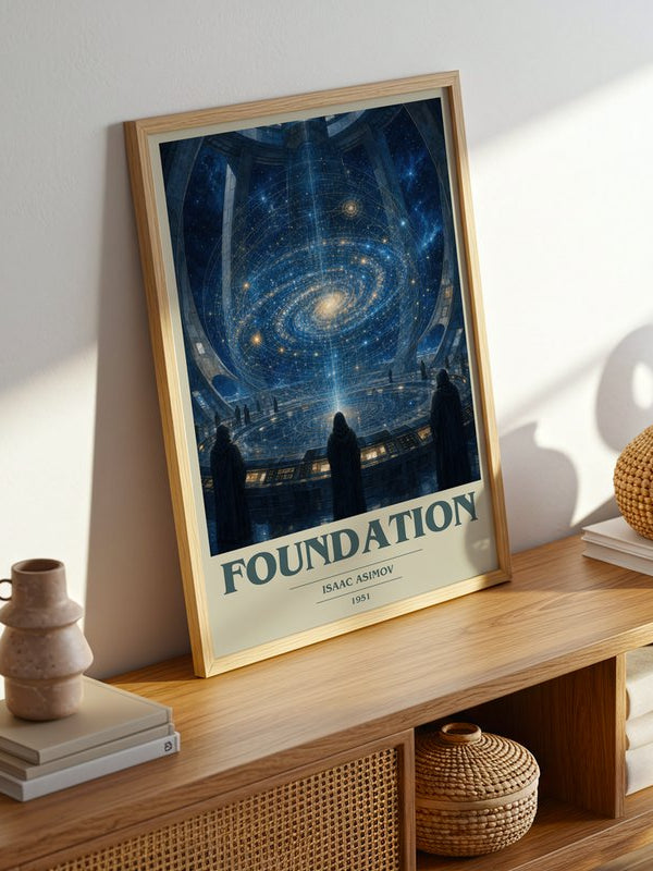 Foundation poster, framed in a room