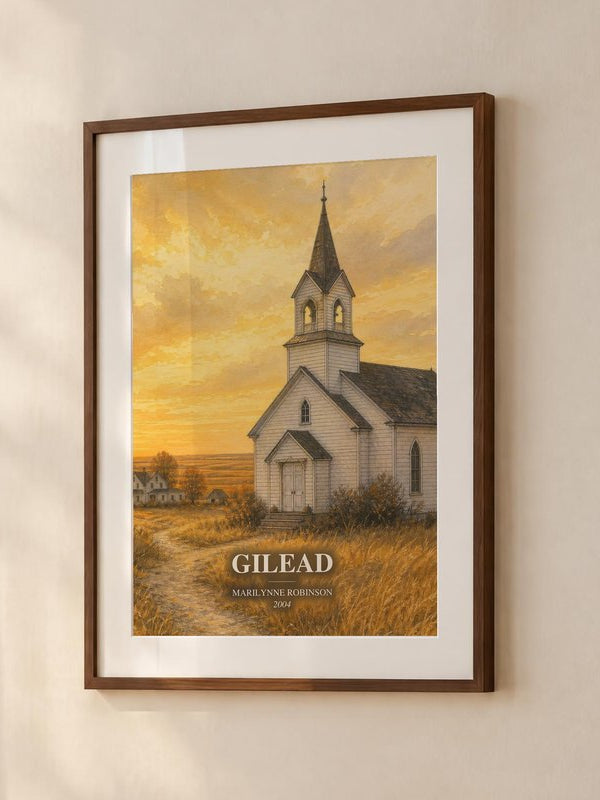 Gilead poster, framed in a room