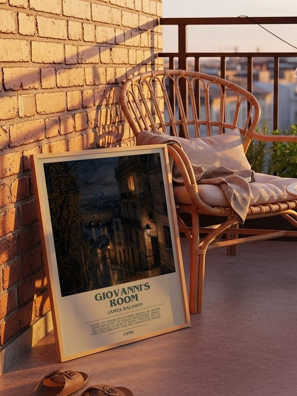 Giovanni's Room poster, framed in a room