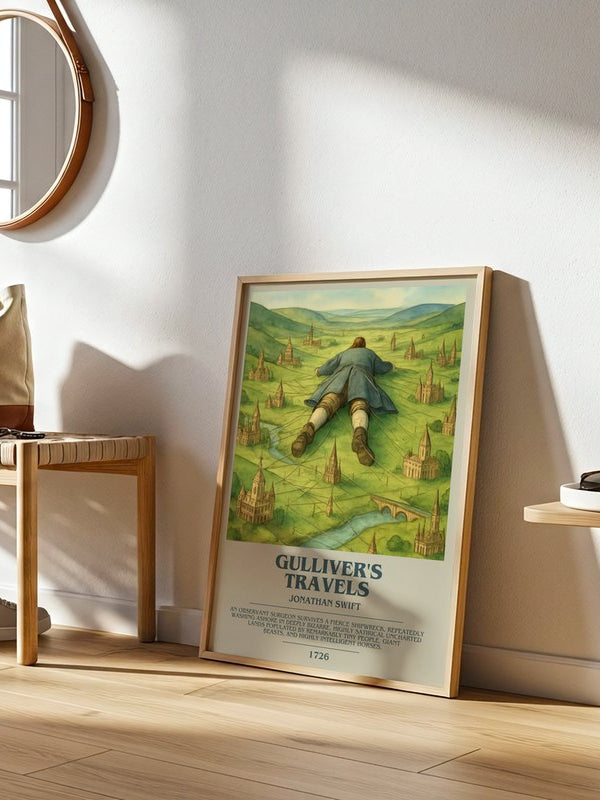 Gulliver's Travels poster, framed in a room