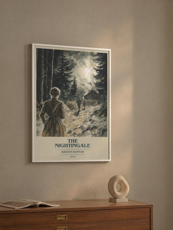 The Nightingale poster, framed in a room