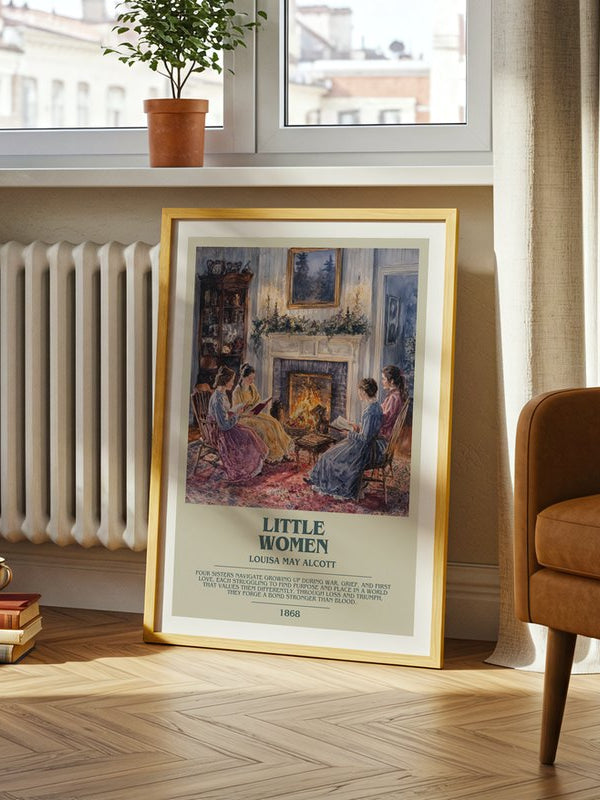 Little Women poster, framed in a room