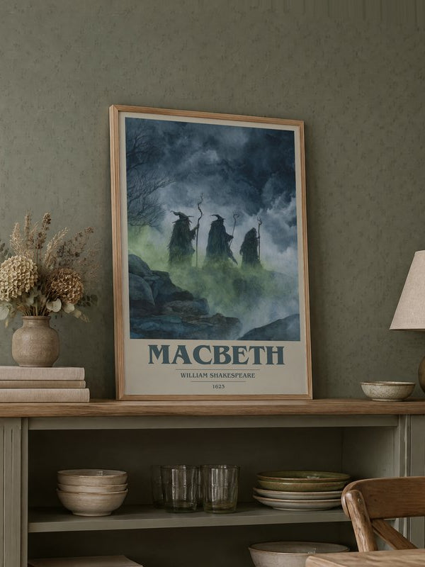 Macbeth poster, framed in a room