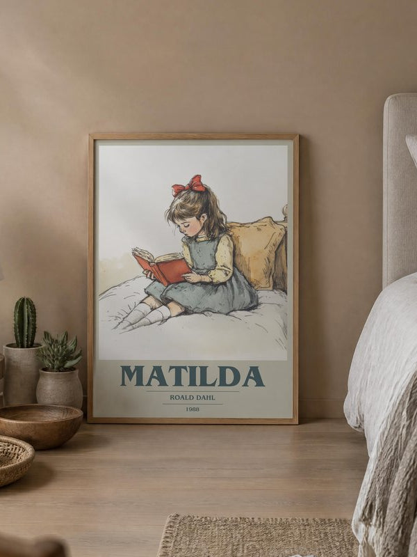 Matilda poster, framed in a room