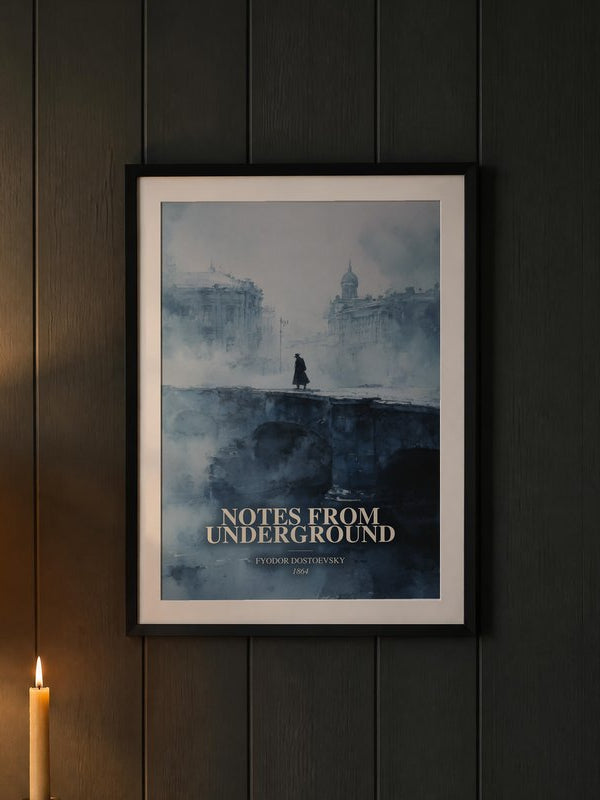 Notes From Underground poster, framed in a room