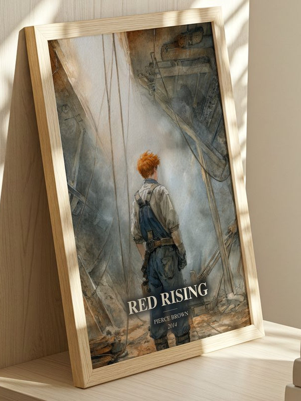 Red Rising poster, framed in a room