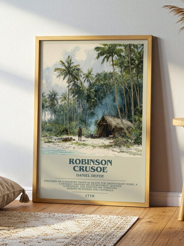 Robinson Crusoe poster, framed in a room