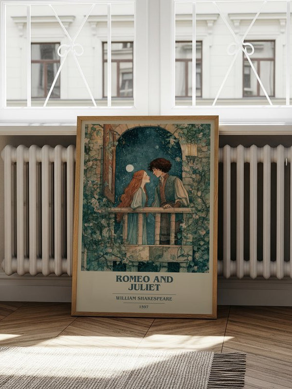 Romeo And Juliet poster, framed in a room