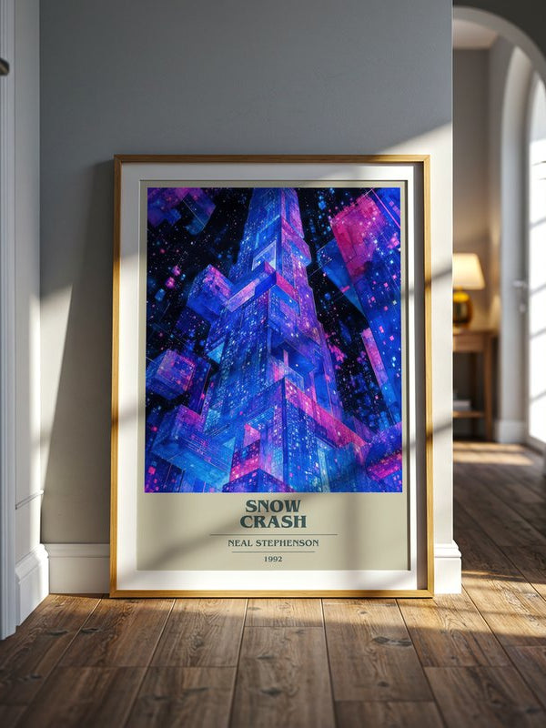 Snow Crash poster, framed in a room