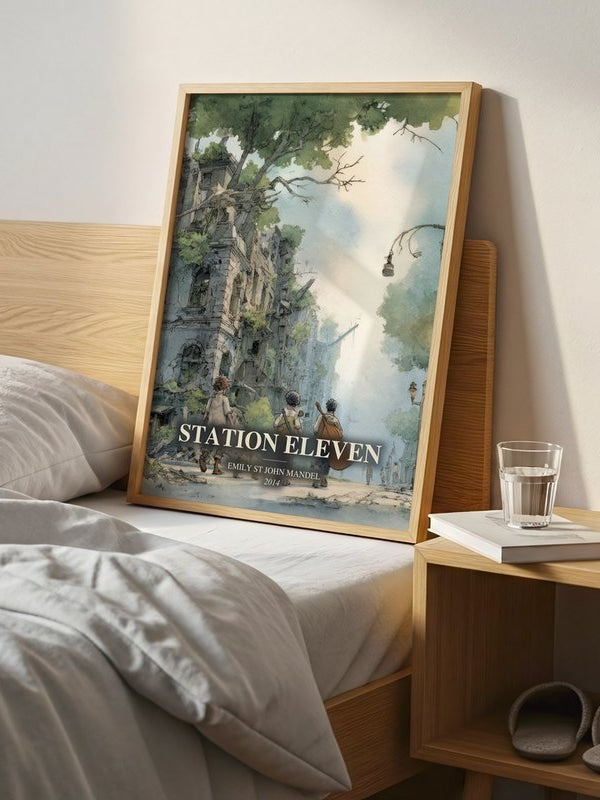 Station Eleven poster, framed in a room