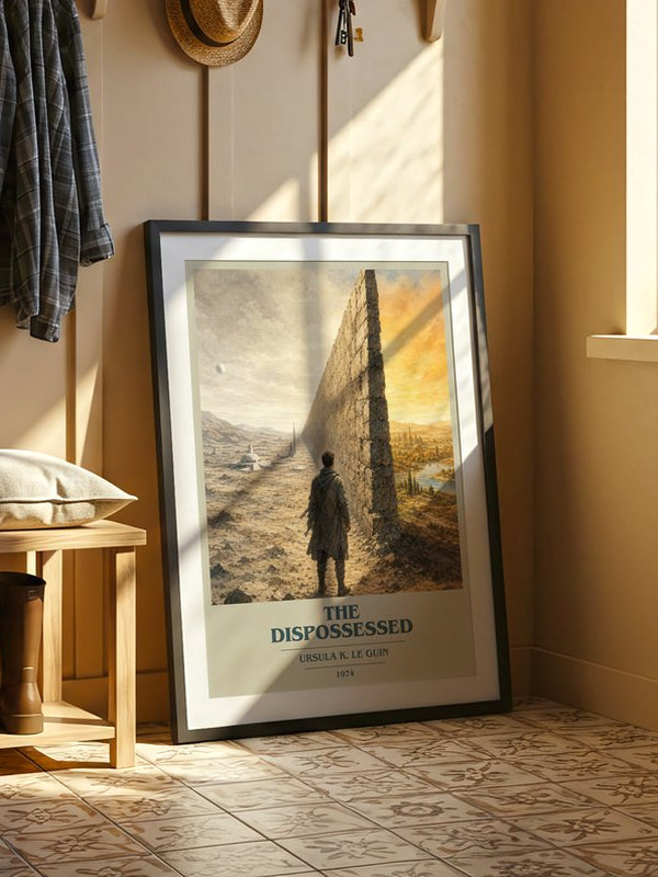 The Dispossessed poster, framed in a room