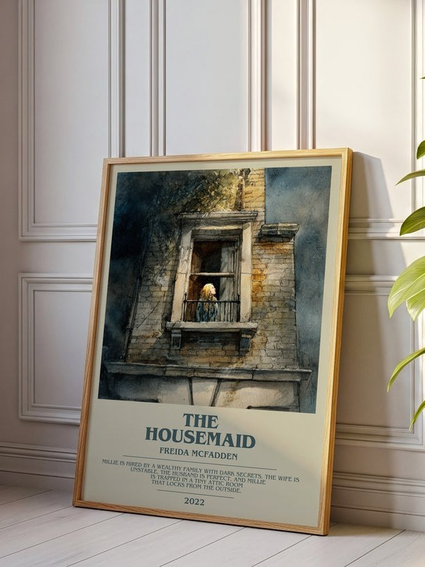 The Housemaid poster, framed in a room