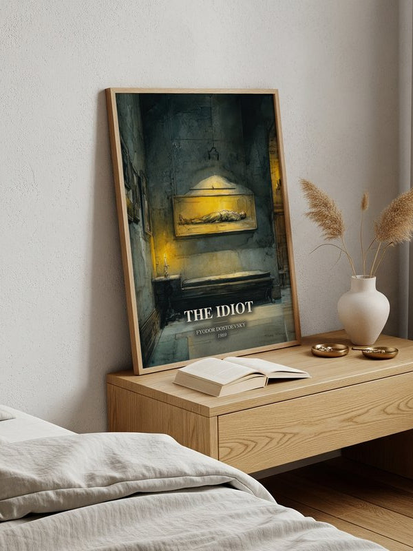 The Idiot poster, framed in a room