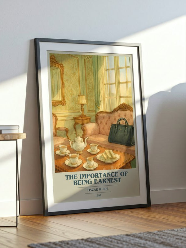 The Importance Of Being Earnest poster, framed in a room