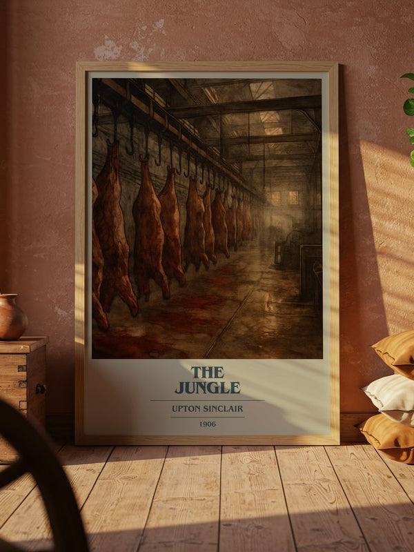 The Jungle poster, framed in a room