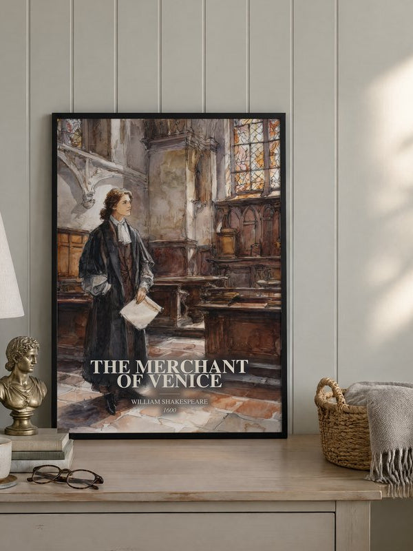 The Merchant Of Venice poster, framed in a room