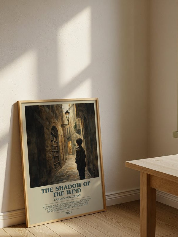 The Shadow Of The Wind poster, framed in a room