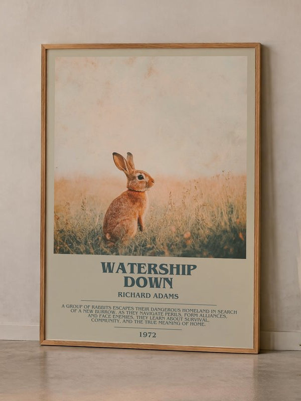 Watership Down poster, framed in a room
