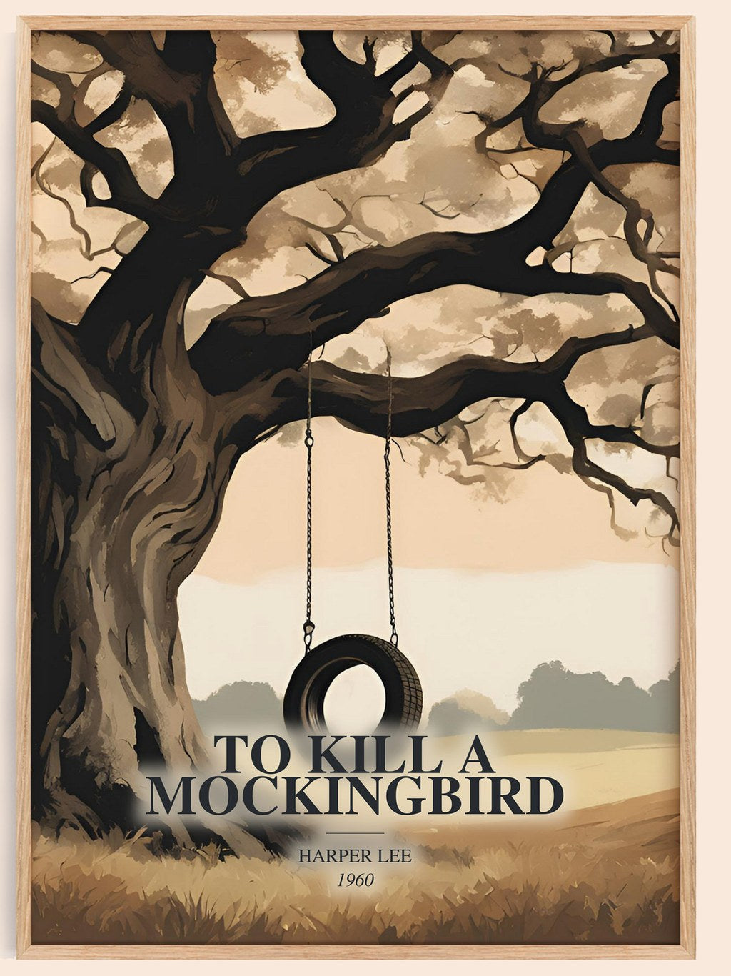 To Kill A Mockingbird watercolour book poster by Harper Lee – framed literary art print