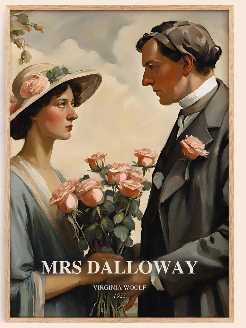 Mrs Dalloway watercolour book poster by Virginia Woolf – framed literary art print