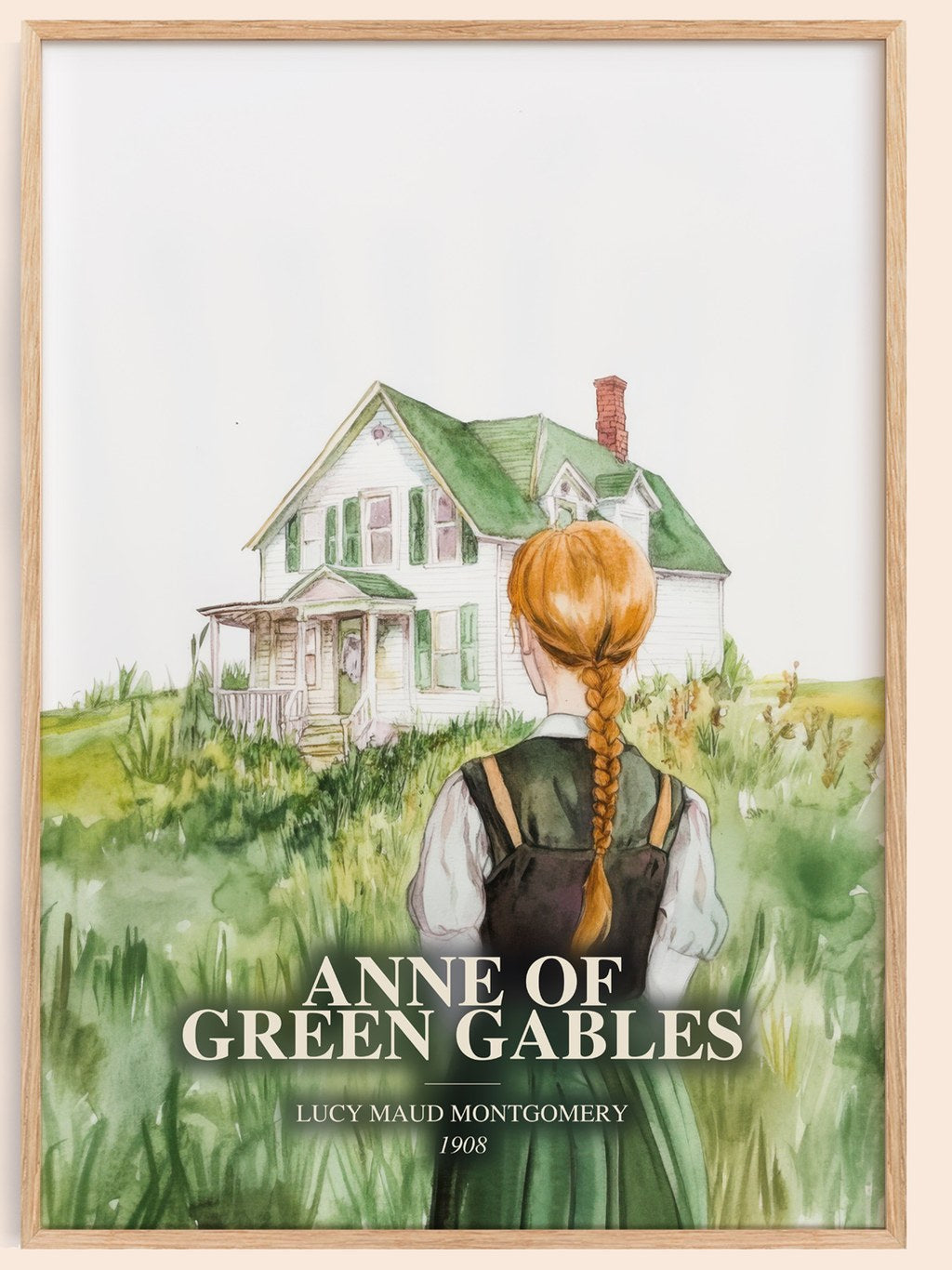 Anne Of Green Gables watercolour book poster by Lucy Maud Montgomery – framed literary art print