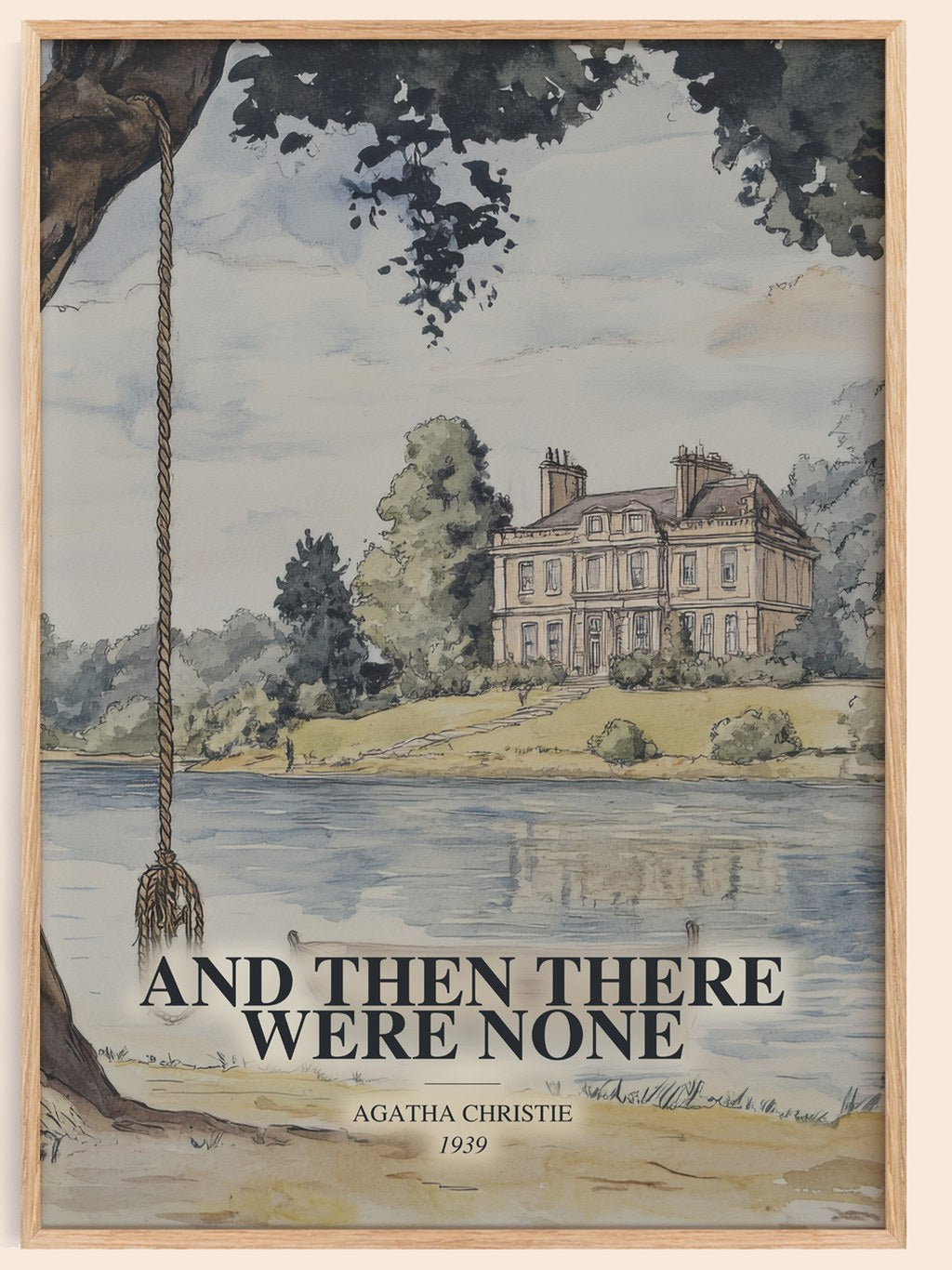 And Then There Were None watercolour book poster by Agatha Christie – framed literary art print