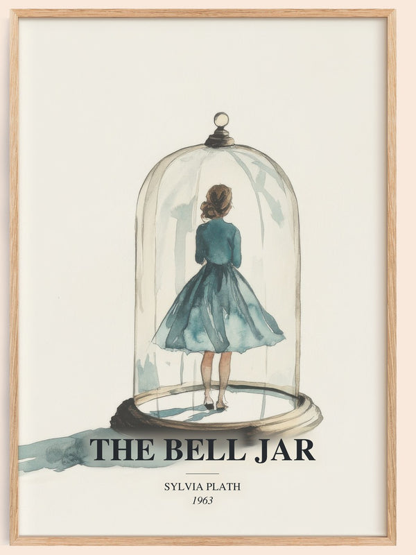 The Bell Jar watercolour book poster by Sylvia Plath – framed literary art print