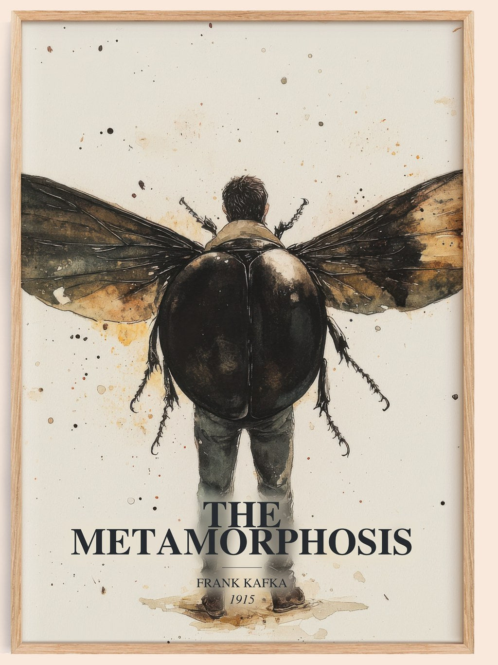 The Metamorphosis watercolour book poster by Frank Kafka – framed literary art print