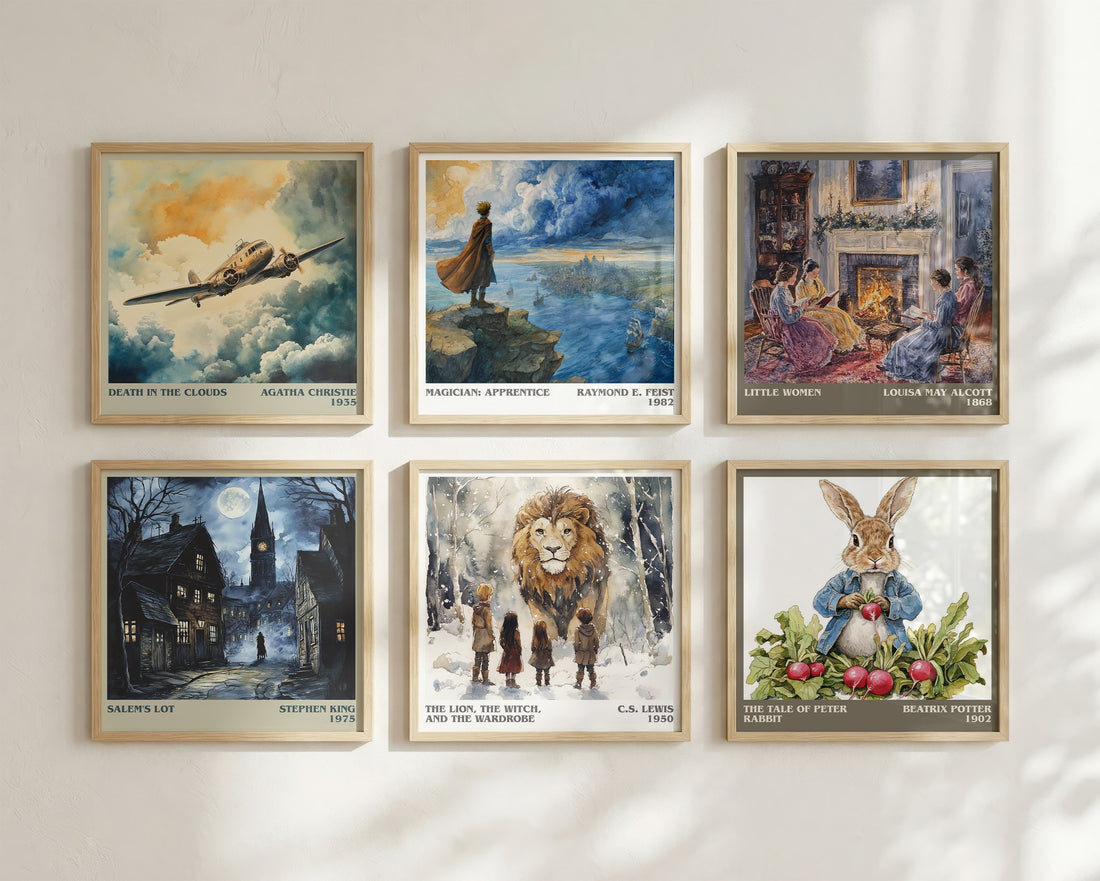 The Lion, the Witch and the Wardrobe Literary Art Print by C. S. Lewis – square print in a six-frame gallery wall