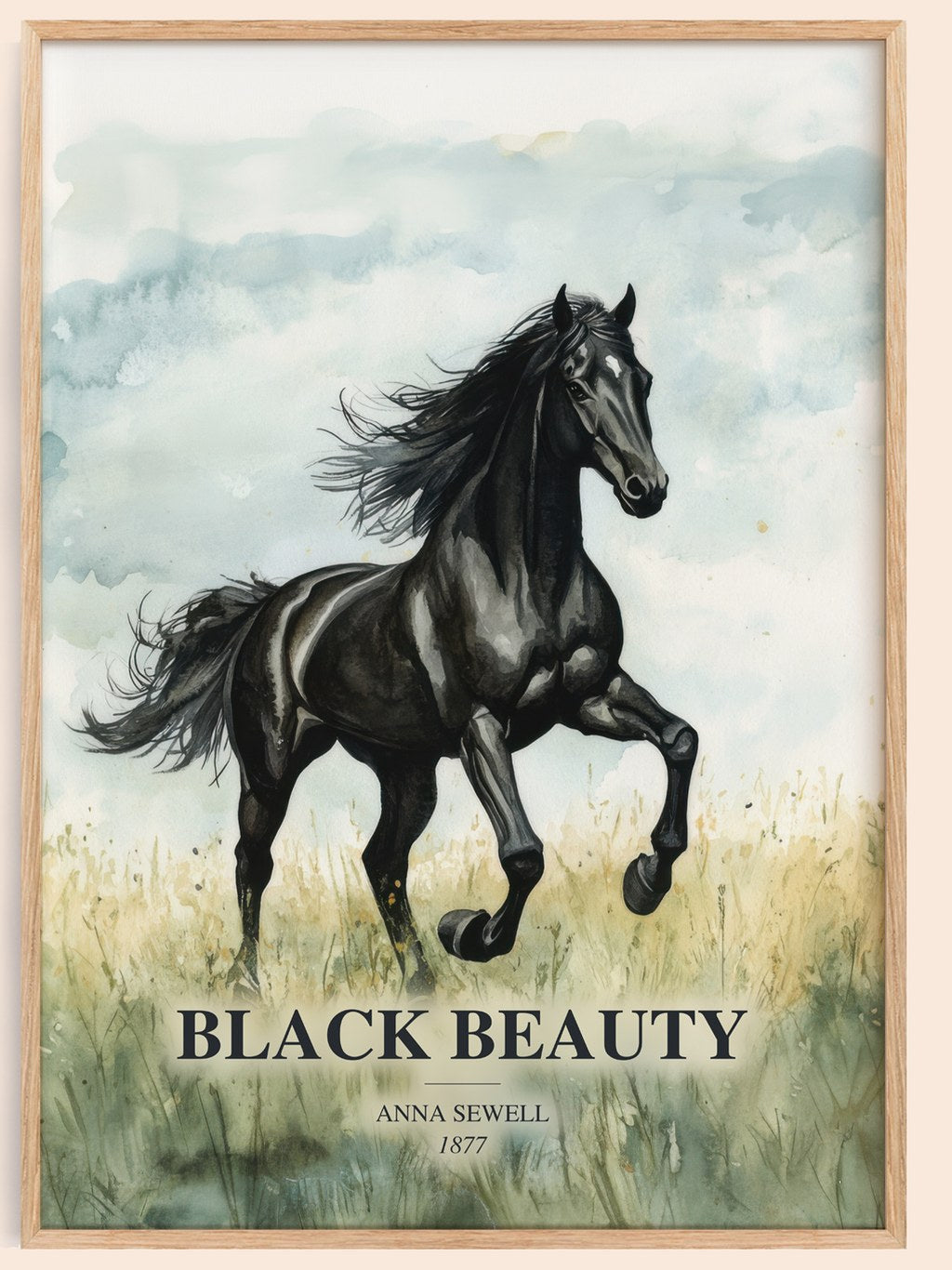 Black Beauty watercolour book poster by Anna Sewell – framed literary art print