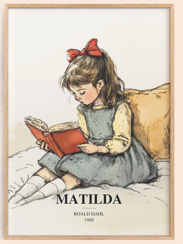 Matilda Book Watercolour Illustration by Roald Dahl