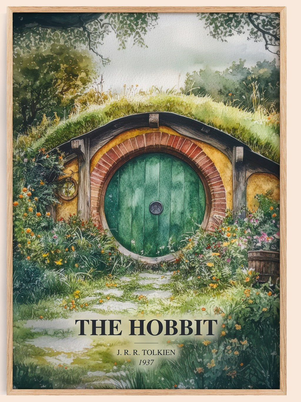 The Hobbit watercolour book poster by J. R. R. Tolkien – framed literary art print