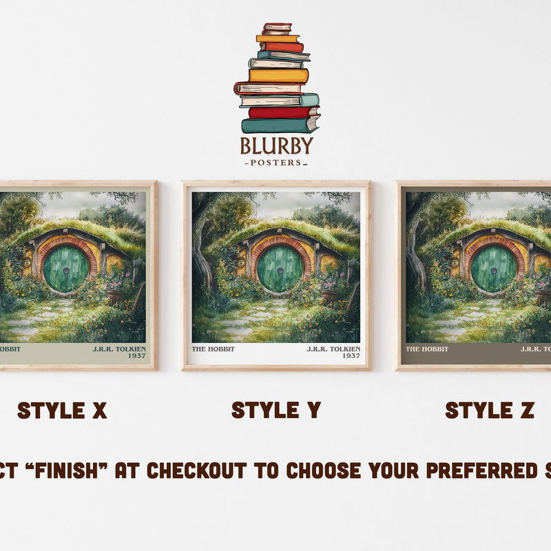 The Hobbit literary print in frame leaning in hallway – fantasy wall art