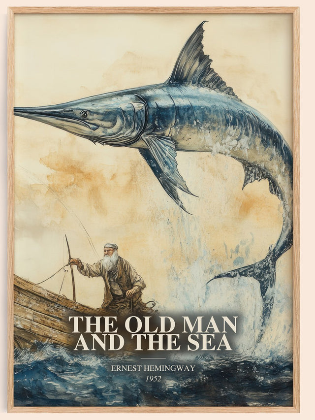Old Man And The Sea Book Watercolour Illustration by Ernest Hemingway