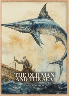 Old Man And The Sea Book Watercolour Illustration by Ernest Hemingway
