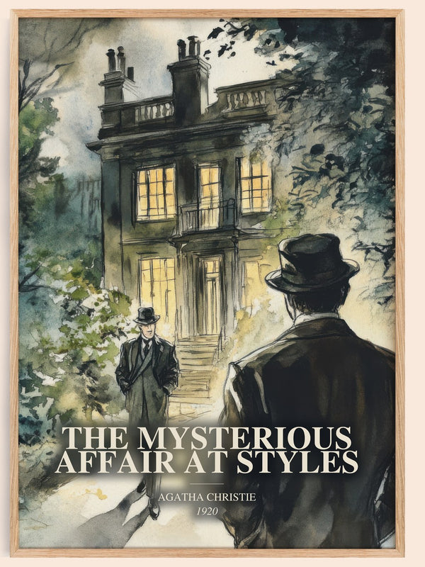The Mysterious Affair At Styles watercolour book poster by Agatha Christie – framed literary art print